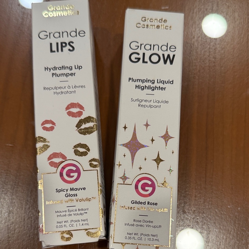 Grande Cosmetics Spicy Mauve Gloss & Gilded Rose Highlighter Set